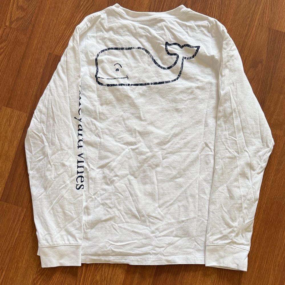 White Long Sleeve Shirt with Whale Logo